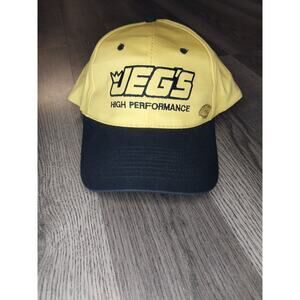 JEGS Hat High Performance Auto Parts Yellow Ball Cap Adjustable Strap Hat New